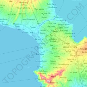 Taal topographic map, elevation, terrain