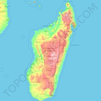 Madagascar topographic map, elevation, terrain