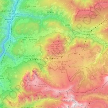 Kastelruth topographic map, elevation, terrain