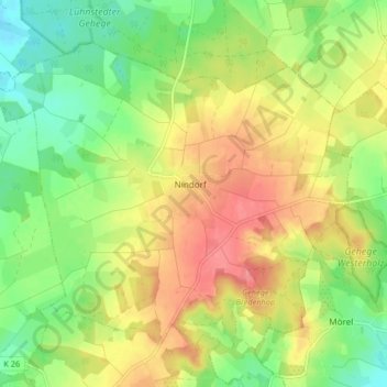 Nindorf topographic map, elevation, terrain