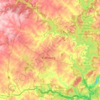 Eldersburg topographic map, elevation, terrain