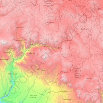 Provincia de Caylloma topographic map, elevation, terrain