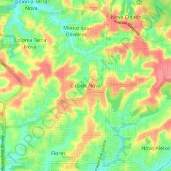 Cidade Nova topographic map, elevation, terrain