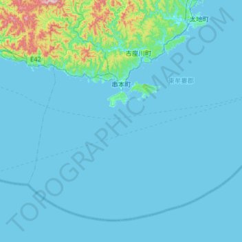 Higashimuro County topographic map, elevation, terrain