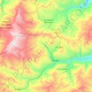 Socota topographic map, elevation, terrain