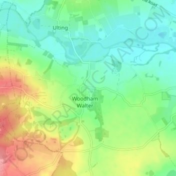 Woodham Walter topographic map, elevation, terrain