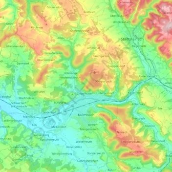 Kulmbach topographic map, elevation, terrain
