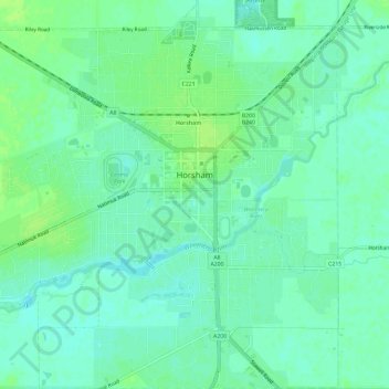 Horsham topographic map, elevation, terrain