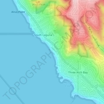 Thousand Steps Beach topographic map, elevation, terrain