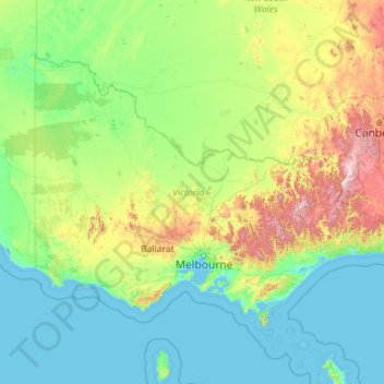 Victoria topographic map, elevation, terrain