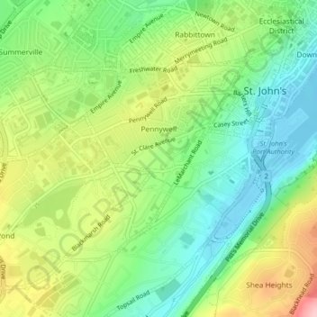 Pennywell topographic map, elevation, terrain