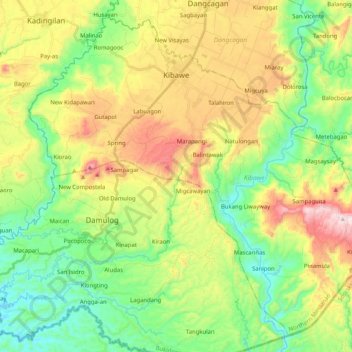 Kibawe topographic map, elevation, terrain