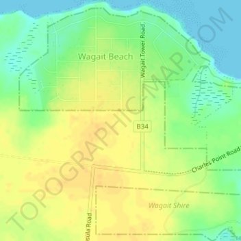 Wagait Beach topographic map, elevation, terrain