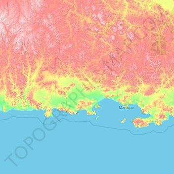 Ольский городской округ topographic map, elevation, terrain