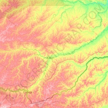 Xapuri topographic map, elevation, terrain
