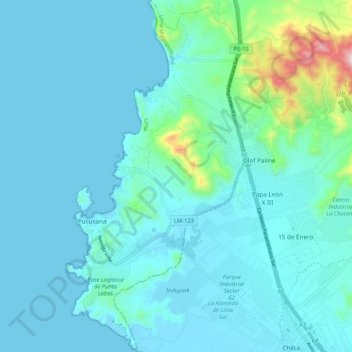 Pucusana topographic map, elevation, terrain