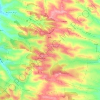 Traversères topographic map, elevation, terrain