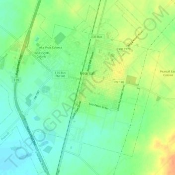 Pearsall topographic map, elevation, terrain