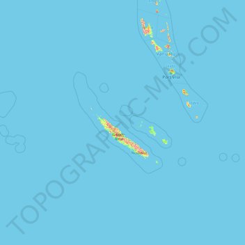 New Caledonia topographic map, elevation, terrain