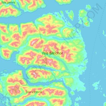 Isla Melchor topographic map, elevation, terrain