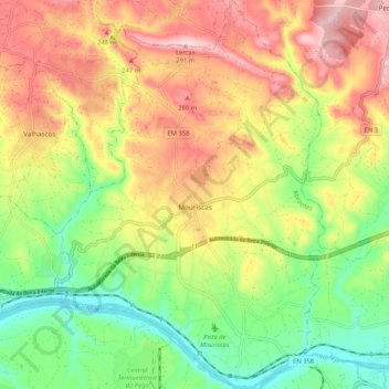 Mouriscas topographic map, elevation, terrain