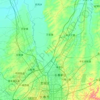 Kuancheng District topographic map, elevation, terrain