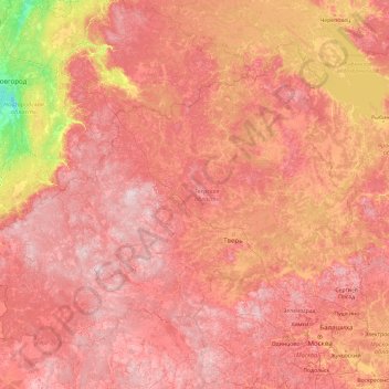 Tver Oblast topographic map, elevation, terrain