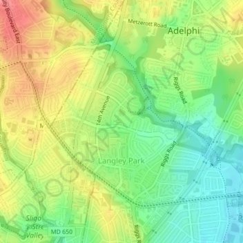 Langley Park topographic map, elevation, terrain