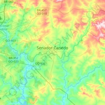 Senador Canedo topographic map, elevation, terrain