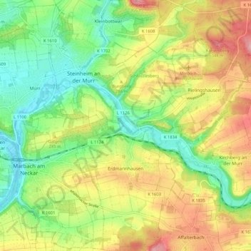 Erdmannhausen topographic map, elevation, terrain