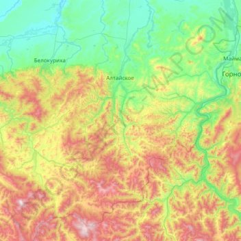 Алтайский район topographic map, elevation, terrain