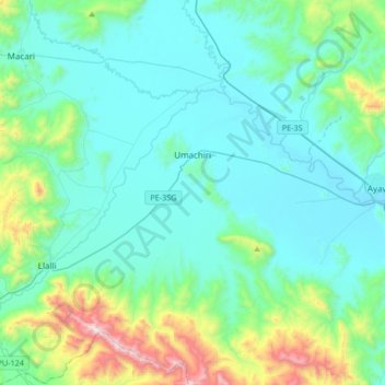 Umachiri topographic map, elevation, terrain
