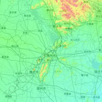 Xuzhou City topographic map, elevation, terrain