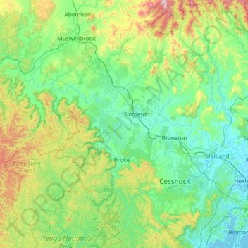 Singleton Council topographic map, elevation, terrain