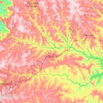 Abadiânia topographic map, elevation, terrain