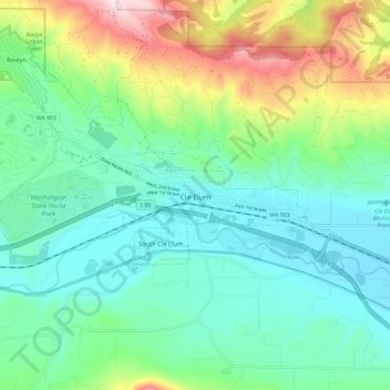 Cle Elum topographic map, elevation, terrain