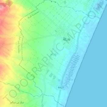 Tazarka topographic map, elevation, terrain