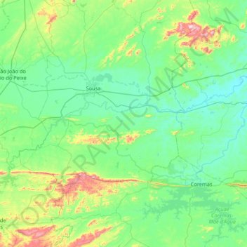 Rio Piranhas topographic map, elevation, terrain