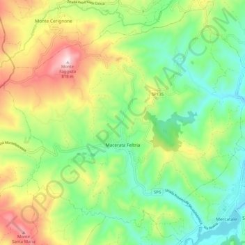 Macerata Feltria topographic map, elevation, terrain