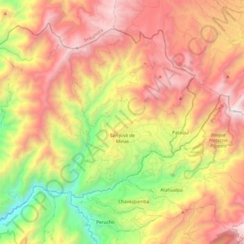 San Jose de Minas topographic map, elevation, terrain