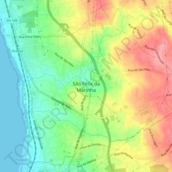 São Félix da Marinha topographic map, elevation, terrain