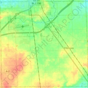 Fillmore Township topographic map, elevation, terrain