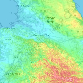 Morne-à-l'Eau topographic map, elevation, terrain