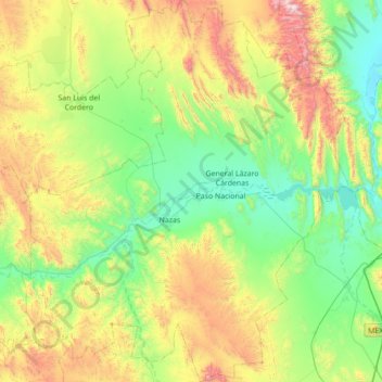 Nazas topographic map, elevation, terrain