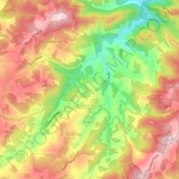 Basket Range topographic map, elevation, terrain