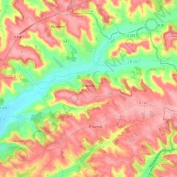 Beauville topographic map, elevation, terrain