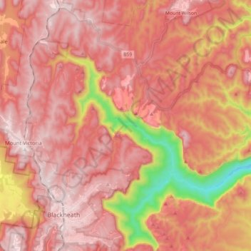 Grose Valley topographic map, elevation, terrain