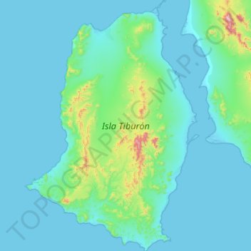 Tiburon Island topographic map, elevation, terrain