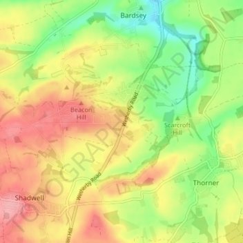 Scarcroft topographic map, elevation, terrain