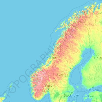 Norway topographic map, elevation, terrain